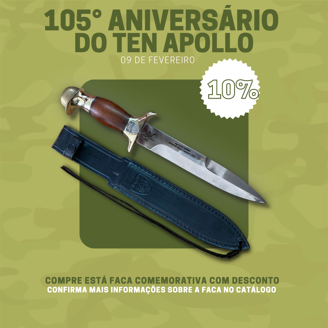 Faca Militar Ten APOLLO Uso Exclusivo Do Oficial R2 HT Facas